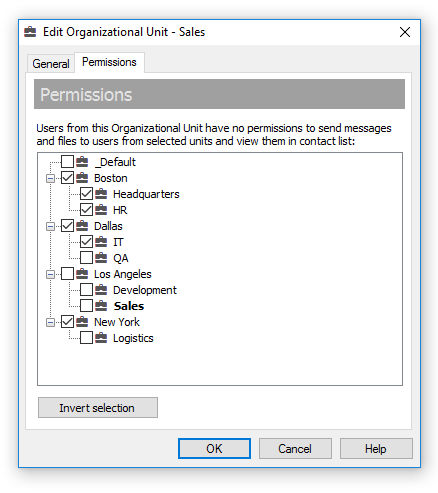 Manage the Organizational Unit permissions that apply to all users from the unit